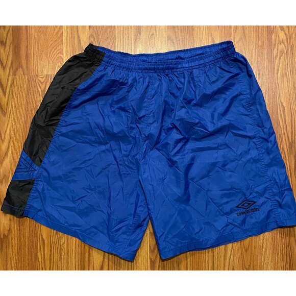 Vtg Umbro Soccer Shorts Mens XL 6" Blue Nylon Logo 90s Y2K USA Made - Picture 1 of 7